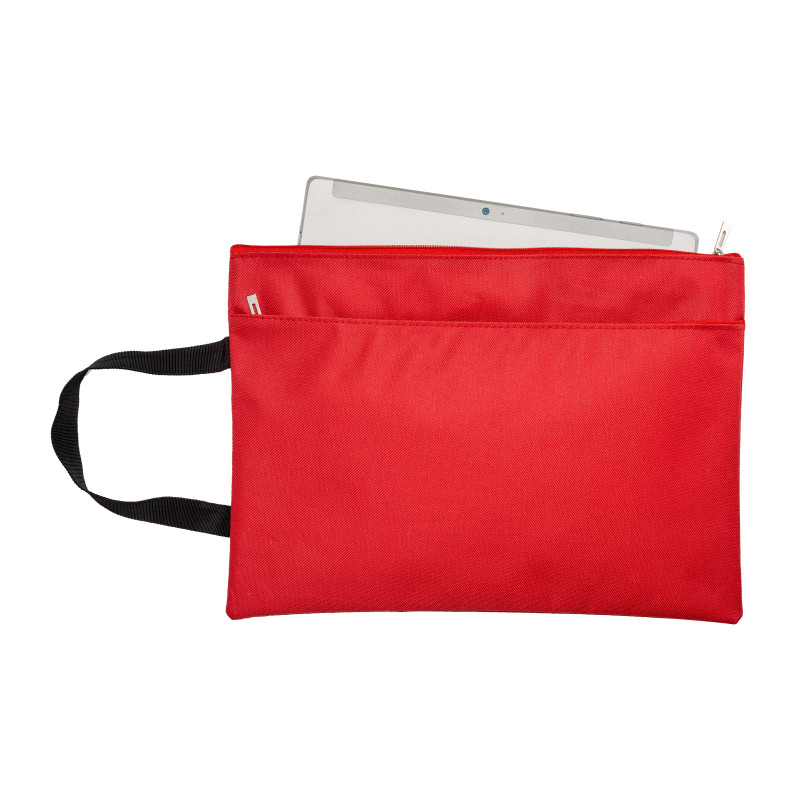 Porta documentos de poliéster con bolsillo frontal