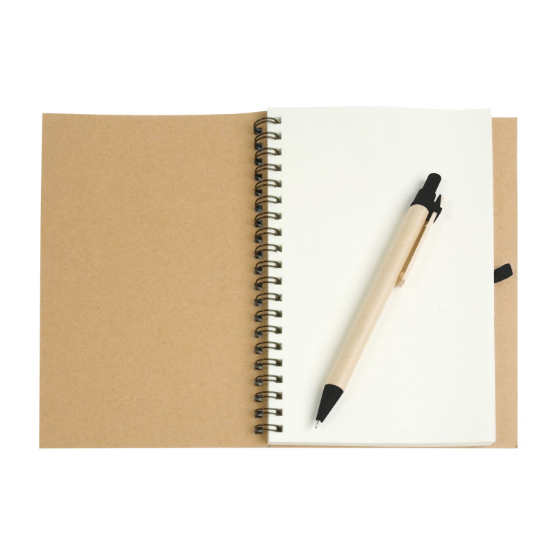 Libreta con tapas de cartón reciclado.
