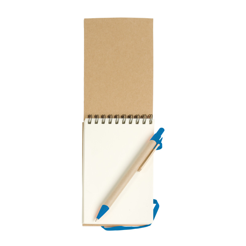 Bloc de notas con tapas de cartón reciclado.