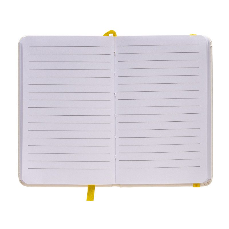 Cuaderno con elàstico y hojas de papel rayado