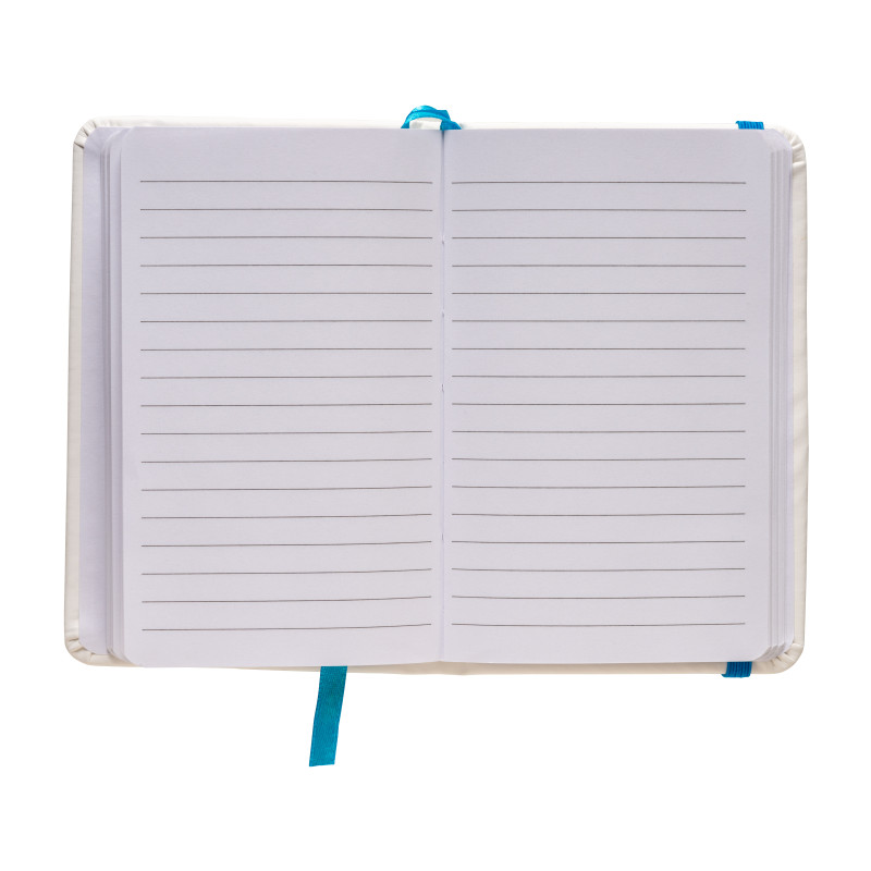 Cuaderno con elàstico y hojas de papel rayado