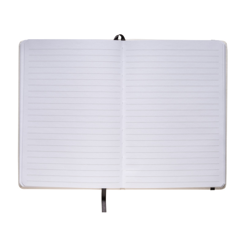 Cuaderno con elàstico y hojas de papel rayado