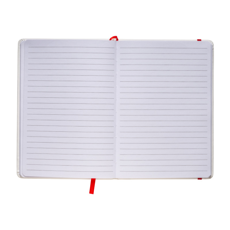 Cuaderno con elàstico y hojas de papel rayado