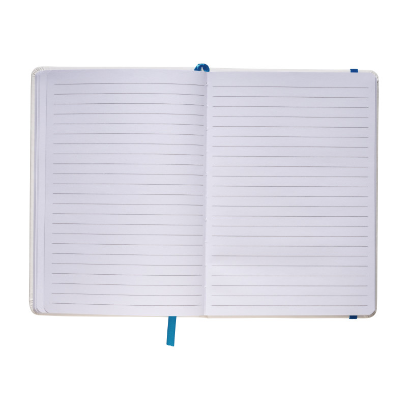Cuaderno con elàstico y hojas de papel rayado