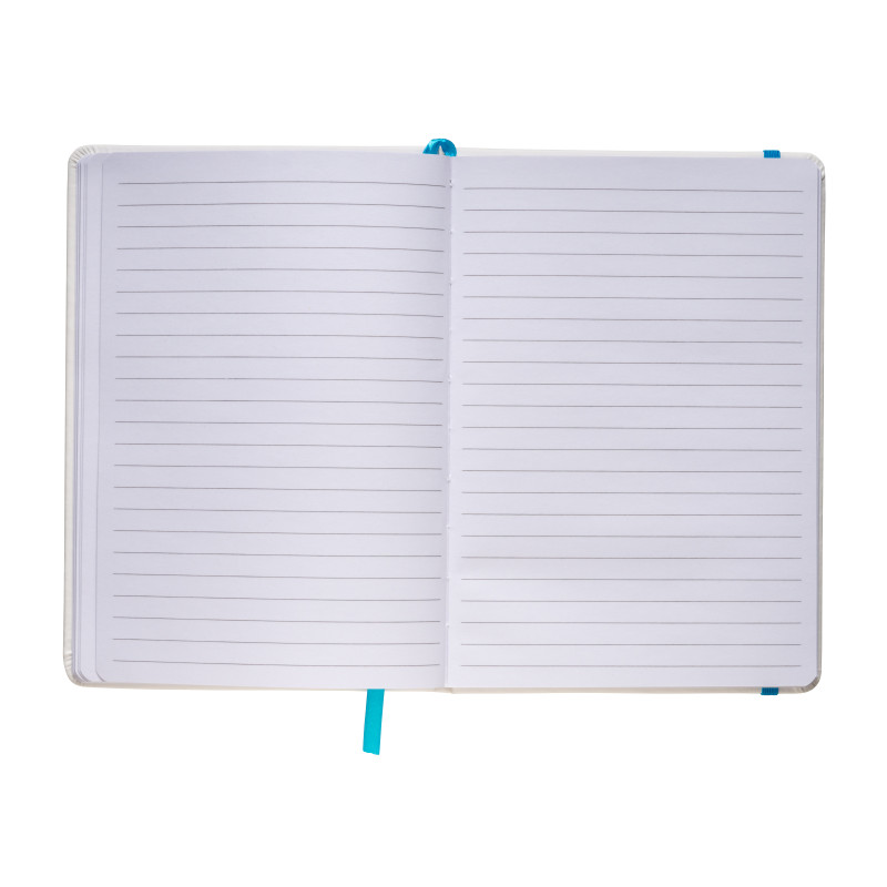 Cuaderno con elàstico y hojas de papel rayado