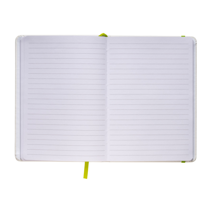 Cuaderno con elàstico y hojas de papel rayado