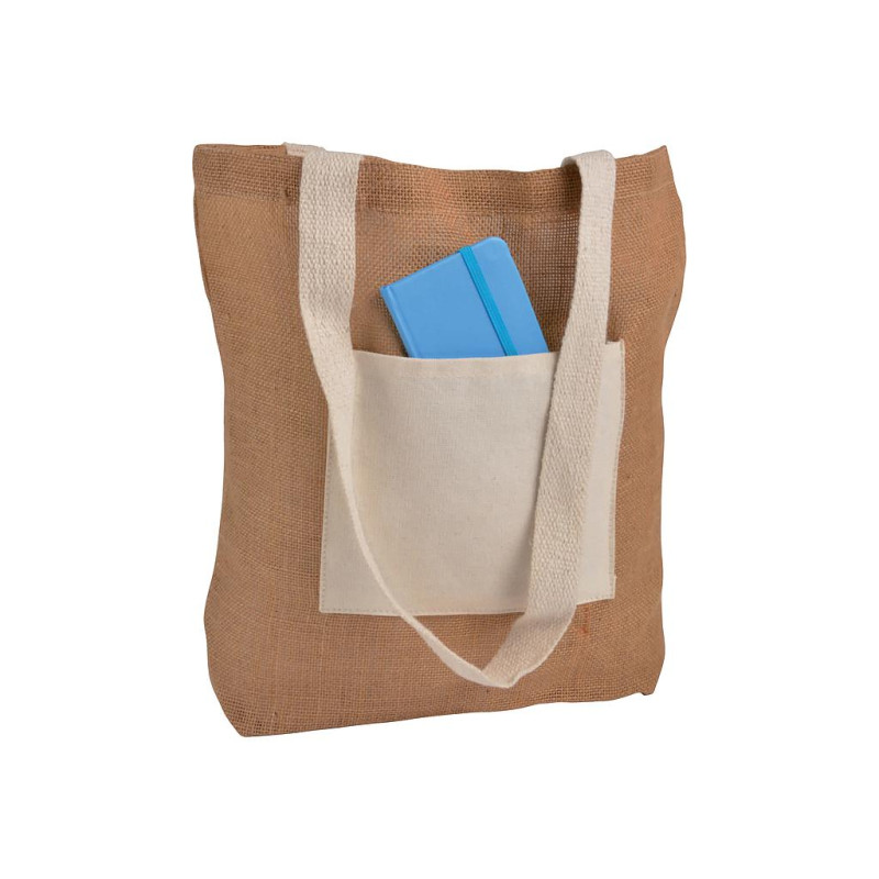 Bolsa con asas y bolsillo frontal en algodón