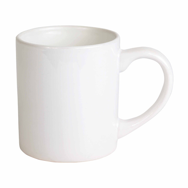 Taza de cerámica para sublimación de 320 ml. Suministrado con caja individual