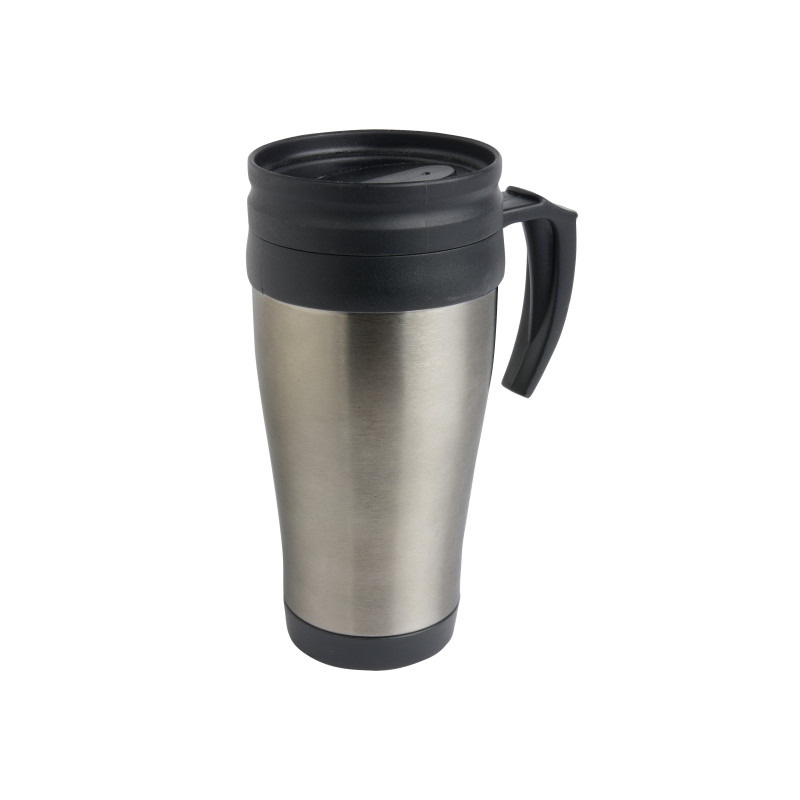 Taza isotérmica 455ml de acero inoxidable, mango y tapa de plástico