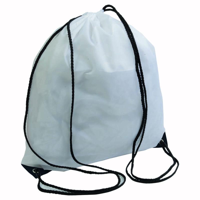 Mochila blanca de poliester con asas coloradas