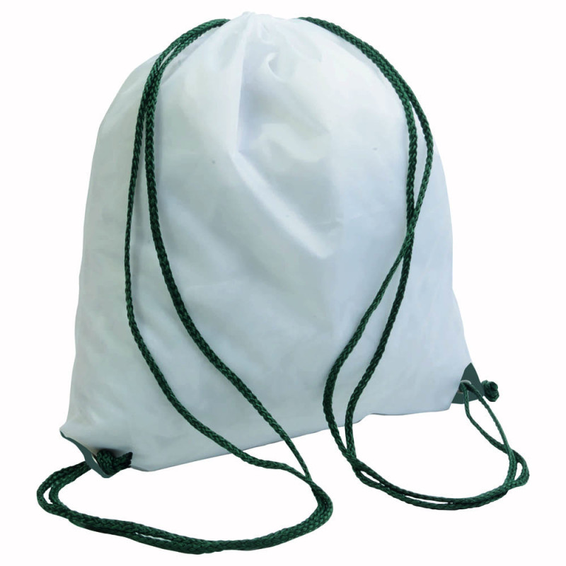 Mochila blanca de poliester con asas coloradas