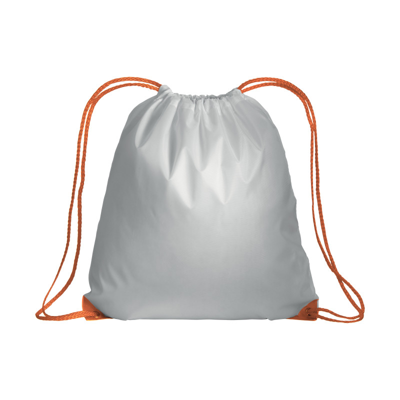 Mochila blanca de poliester con asas coloradas