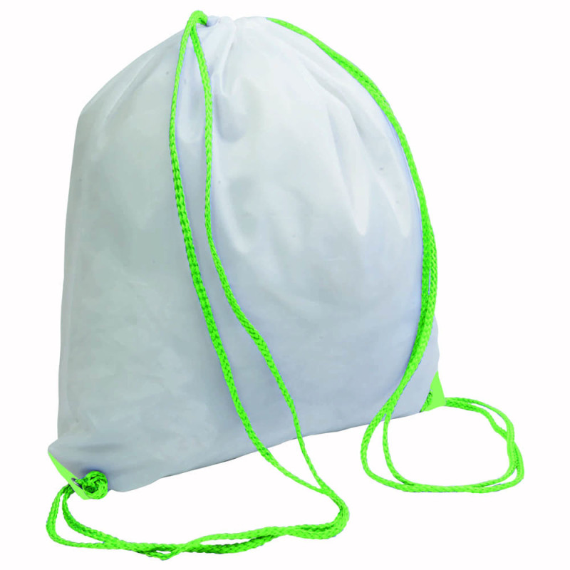 Mochila blanca de poliester con asas coloradas