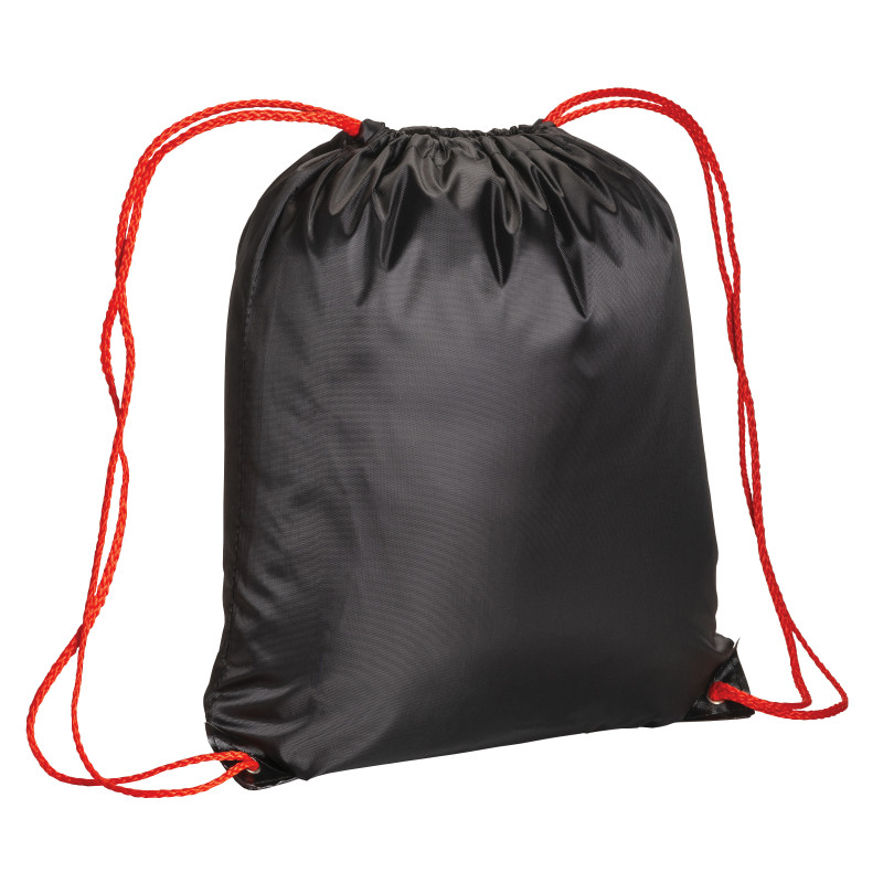 Mochila negra de poliester 210T con asas coloradas