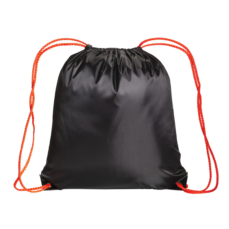 Mochila negra de poliester 210T con asas coloradas