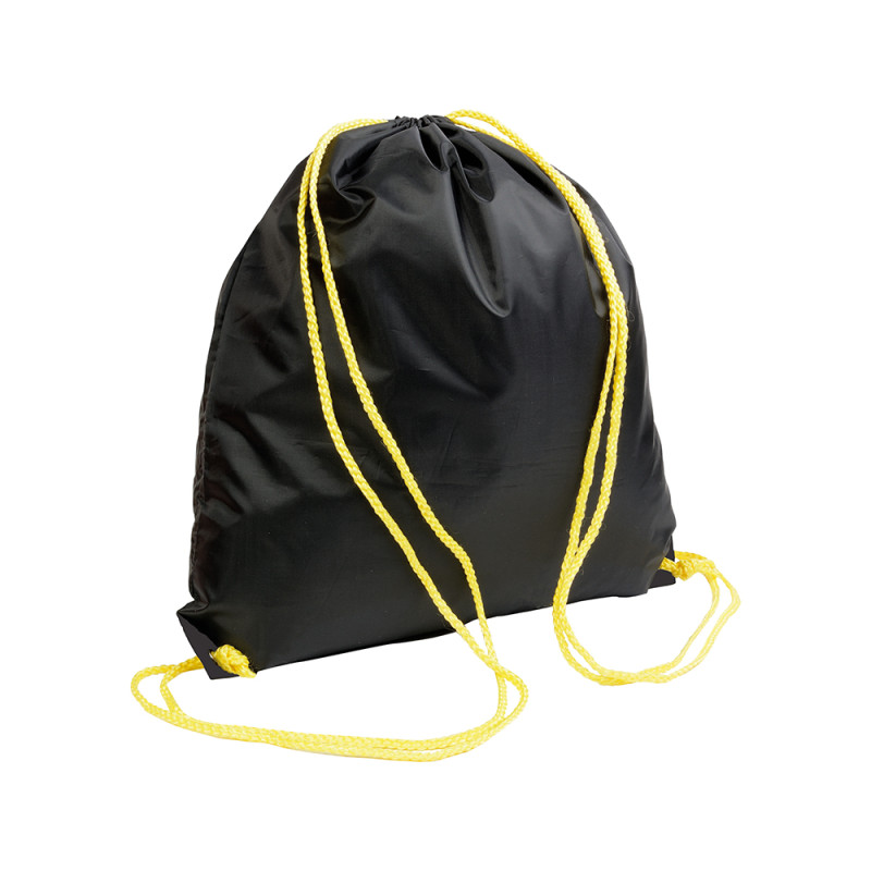 Mochila negra de poliester 210T con asas coloradas