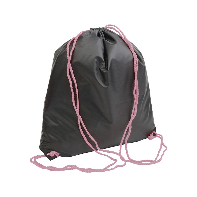 Mochila negra de poliester 210T con asas coloradas