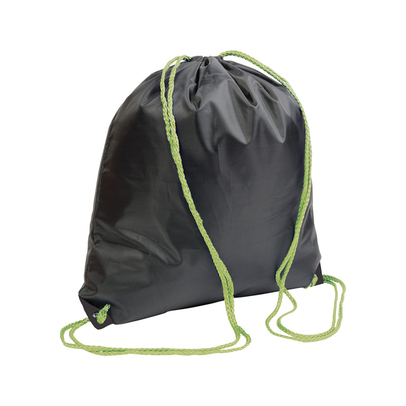 Mochila negra de poliester 210T con asas coloradas