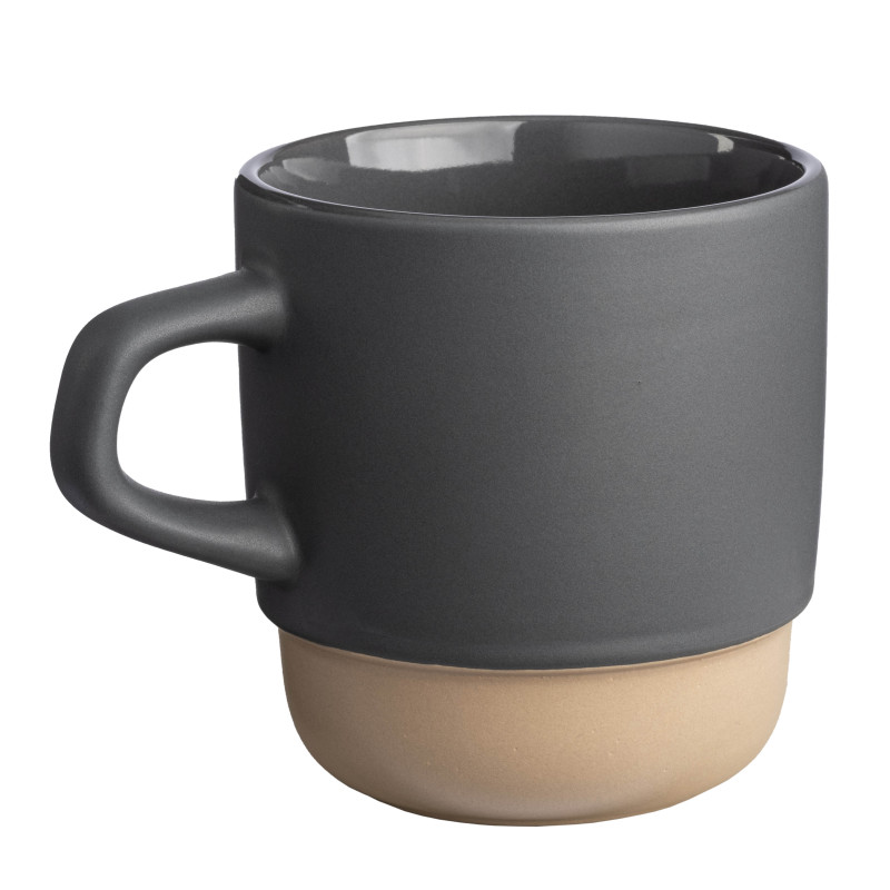 Taza de cerámica de 320 ml. Apilable. Con exterior mate e interior pulido