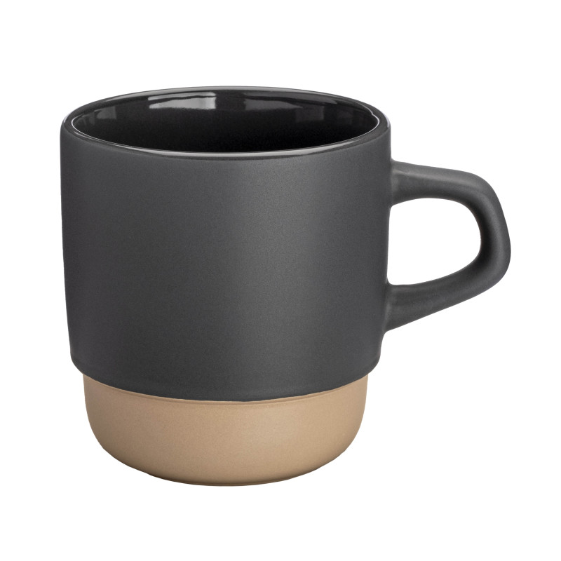 Taza de cerámica de 320 ml. Apilable. Con exterior mate e interior pulido