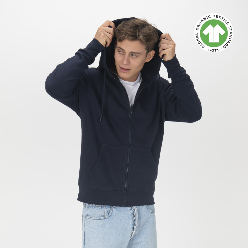 Sudadera unisex de tejido orgánico de 280 g/m2 (80% algodón orgánico y 20% poliéster recic