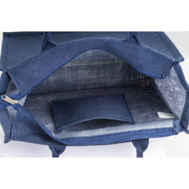 Bolsa de yute con asas de algodón. Equipada con cierre de cremallera