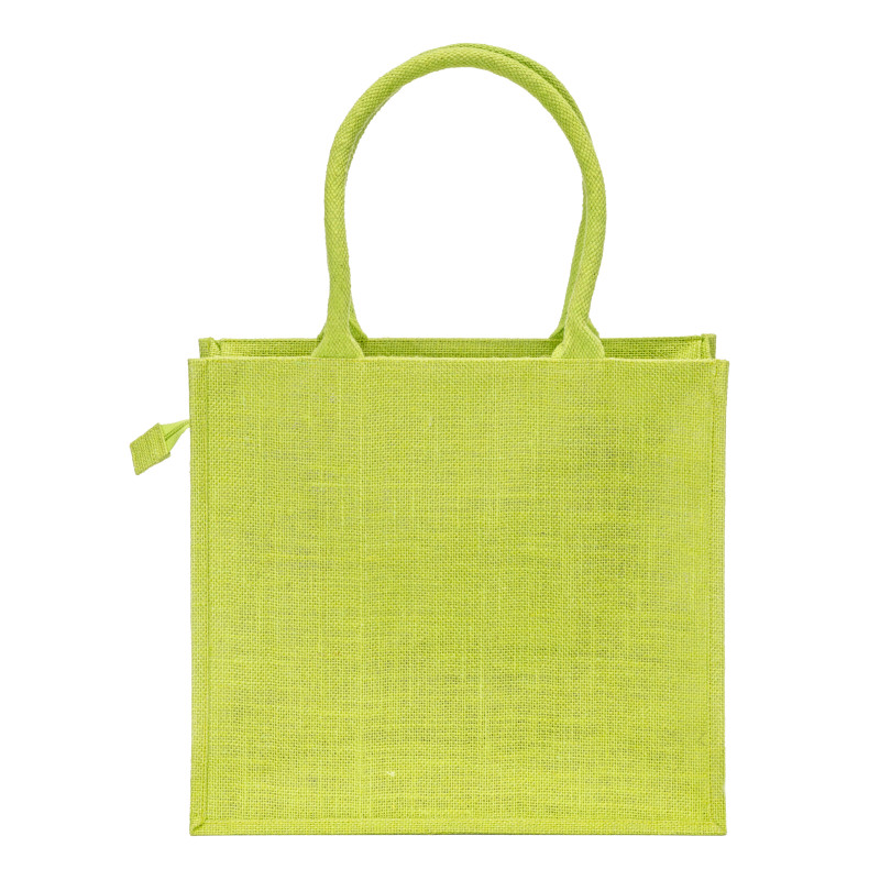 Bolsa de yute con asas de algodón. Equipada con cierre de cremallera