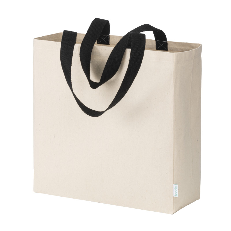 Maxi bolsa shopper de algodón reciclado de 280 g/m2 natural con asas de colores