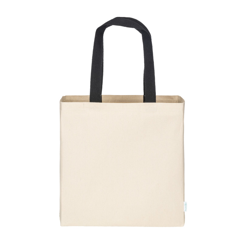 Maxi bolsa shopper de algodón reciclado de 280 g/m2 natural con asas de colores