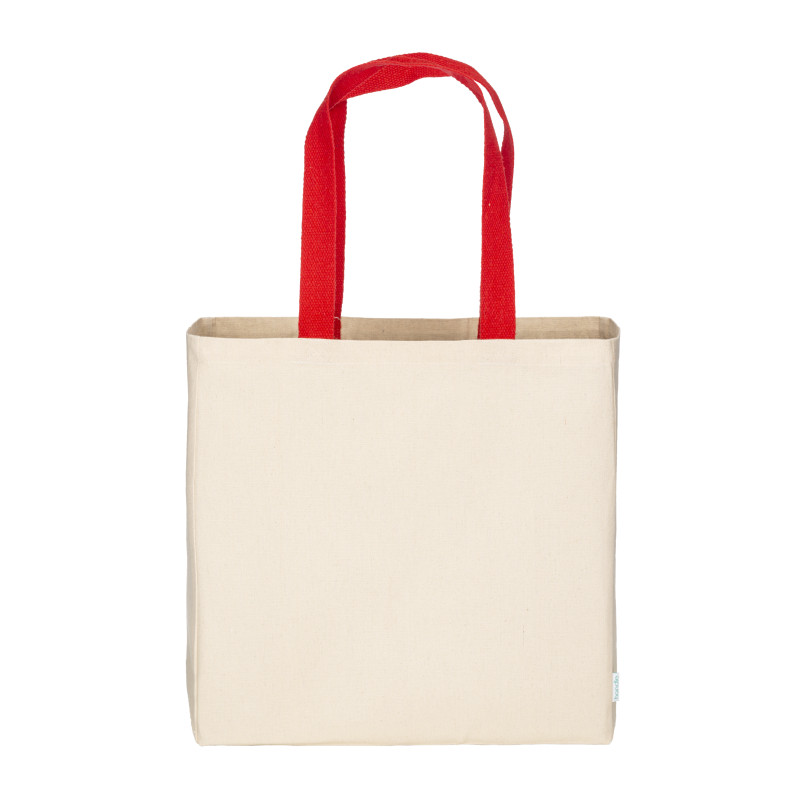 Maxi bolsa shopper de algodón reciclado de 280 g/m2 natural con asas de colores
