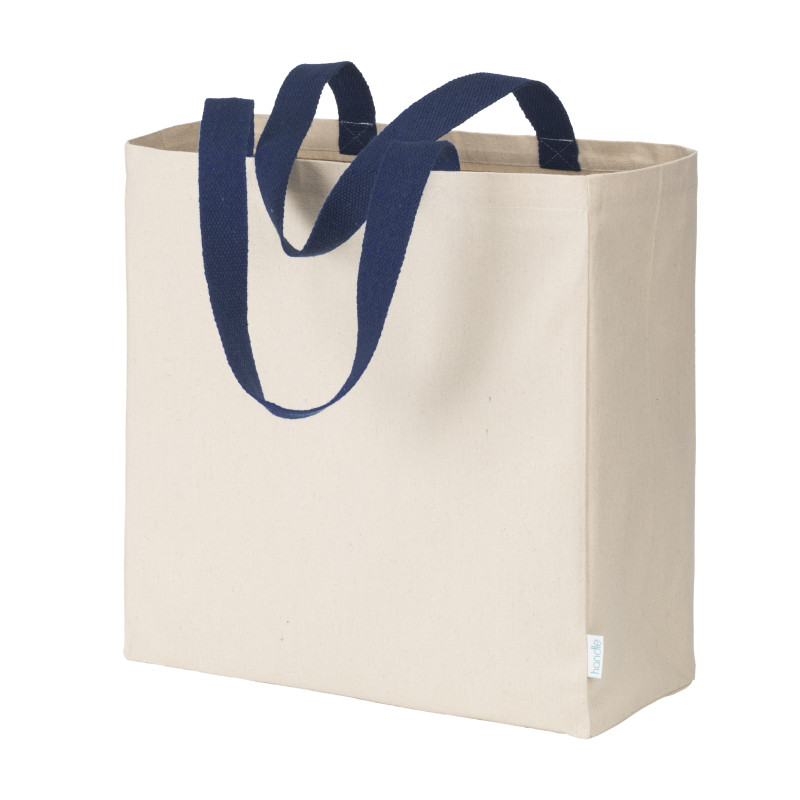 Maxi bolsa shopper de algodón reciclado de 280 g/m2 natural con asas de colores