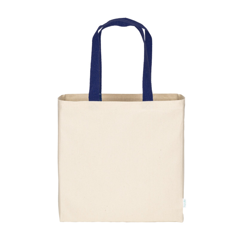 Maxi bolsa shopper de algodón reciclado de 280 g/m2 natural con asas de colores
