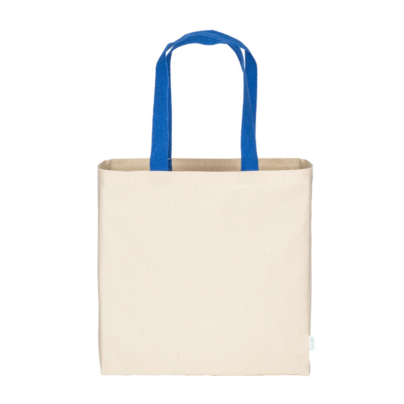 Maxi bolsa shopper de algodón reciclado de 280 g/m2 natural con asas de colores
