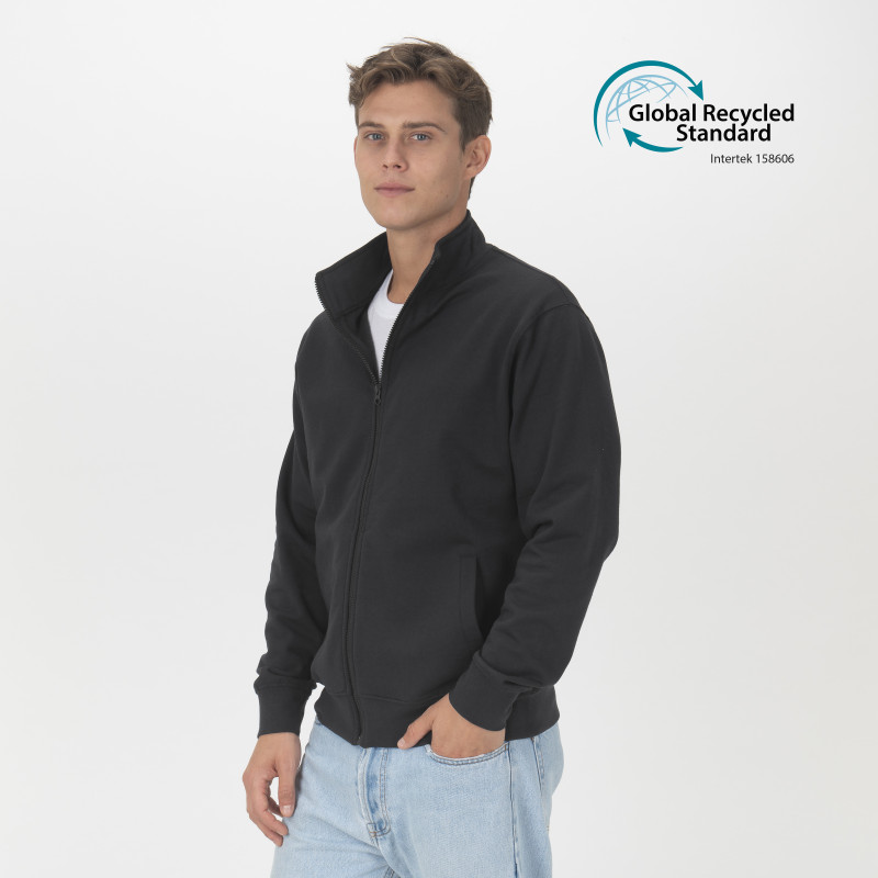 Sudadera unisex con cremallera en tejido 100% regenerado de 280 g/m2