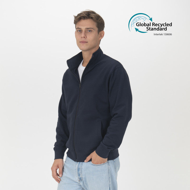 Sudadera unisex con cremallera en tejido 100% regenerado de 280 g/m2