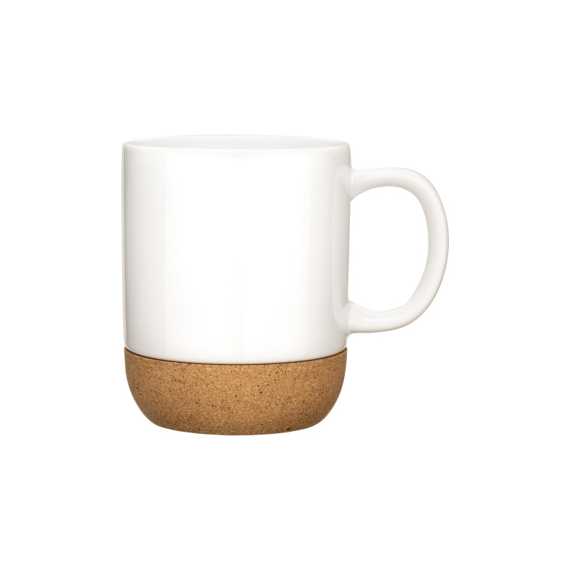 Taza de cerámica de 410 ml con base de corcho desmontable