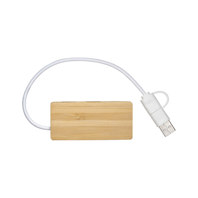 Concentrador USB Bamboo con 2 puertos USB A y 1 puerto de tipo C,