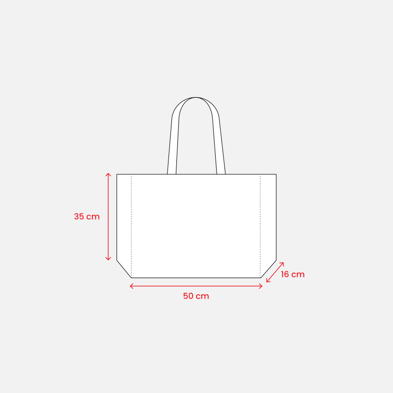Bolsa shopper fabricada en PET reciclado de 100 g/m2 (TNT R-PET) termosellado