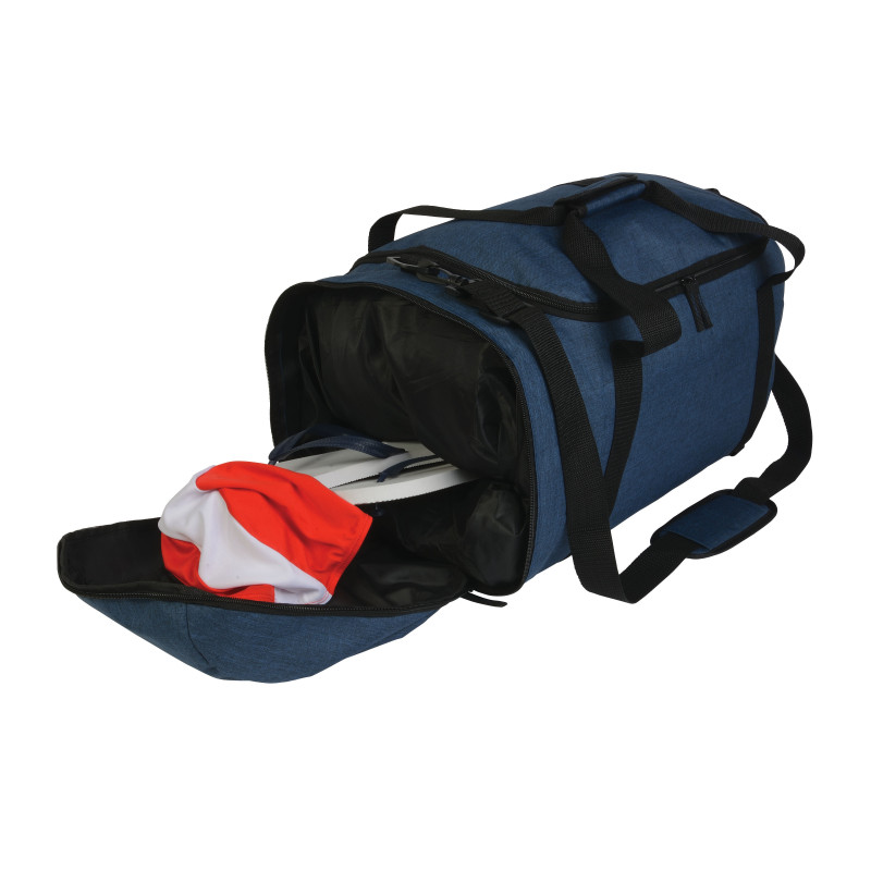 Bolsa deportiva de poliéster de dos tonos con tiras extraíbles y bolsillo porta botas