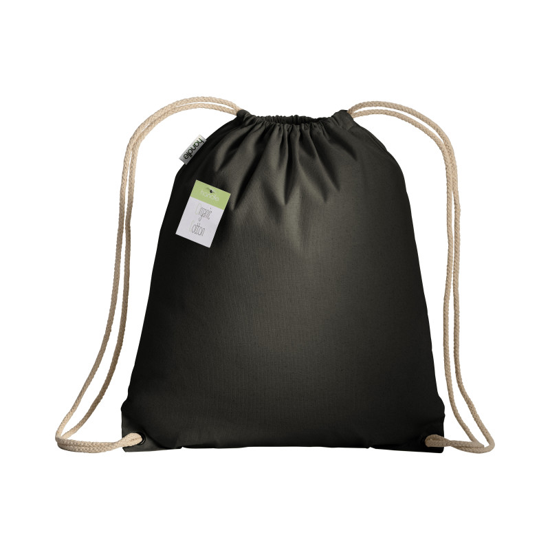 Organic cotton drawstring bag with reinforced corners