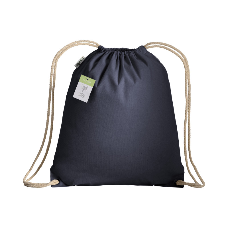 Organic cotton drawstring bag with reinforced corners