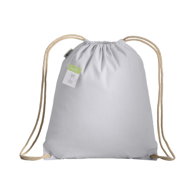 Organic cotton drawstring bag with reinforced corners