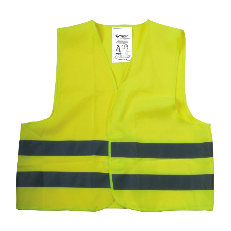 Chaleco de alta visibilidad en poliéster fluorescente con bandas reflectantes