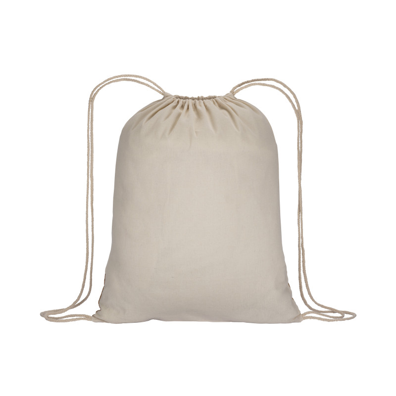 Mochila de algodón de 135 g/m2 con cierre de cordón, base de corcho