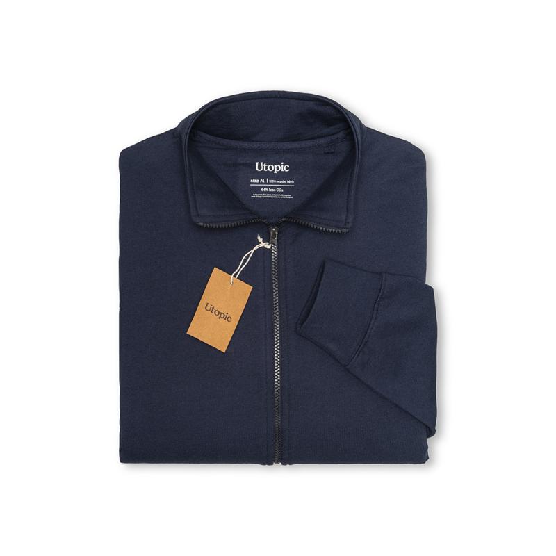 Sudadera unisex con cremallera en tejido 100% regenerado de 280 g/m2