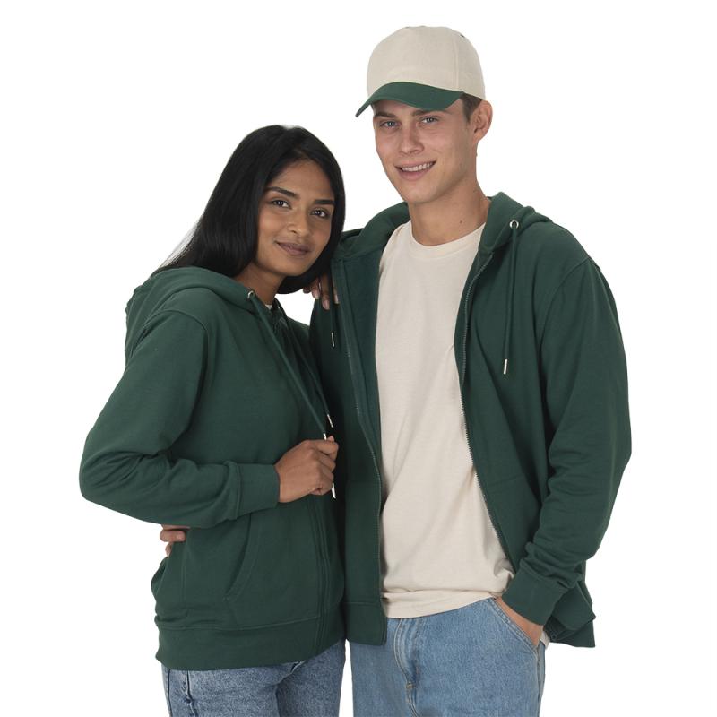 Tejido 100% regenerado. Sudadera unisex con capucha