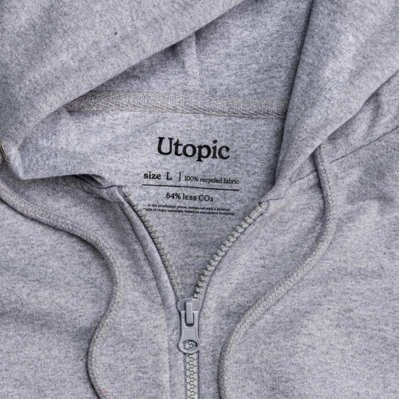 Tejido 100% regenerado. Sudadera unisex con capucha