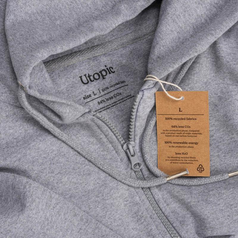 Tejido 100% regenerado. Sudadera unisex con capucha