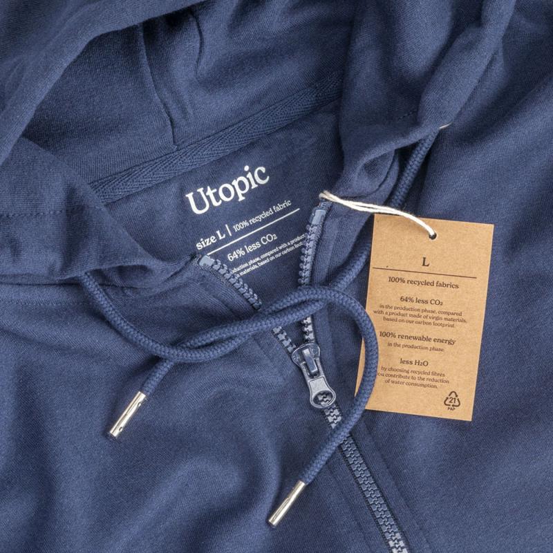 Tejido 100% regenerado. Sudadera unisex con capucha