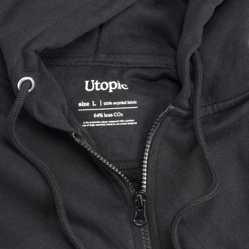 Tejido 100% regenerado. Sudadera unisex con capucha